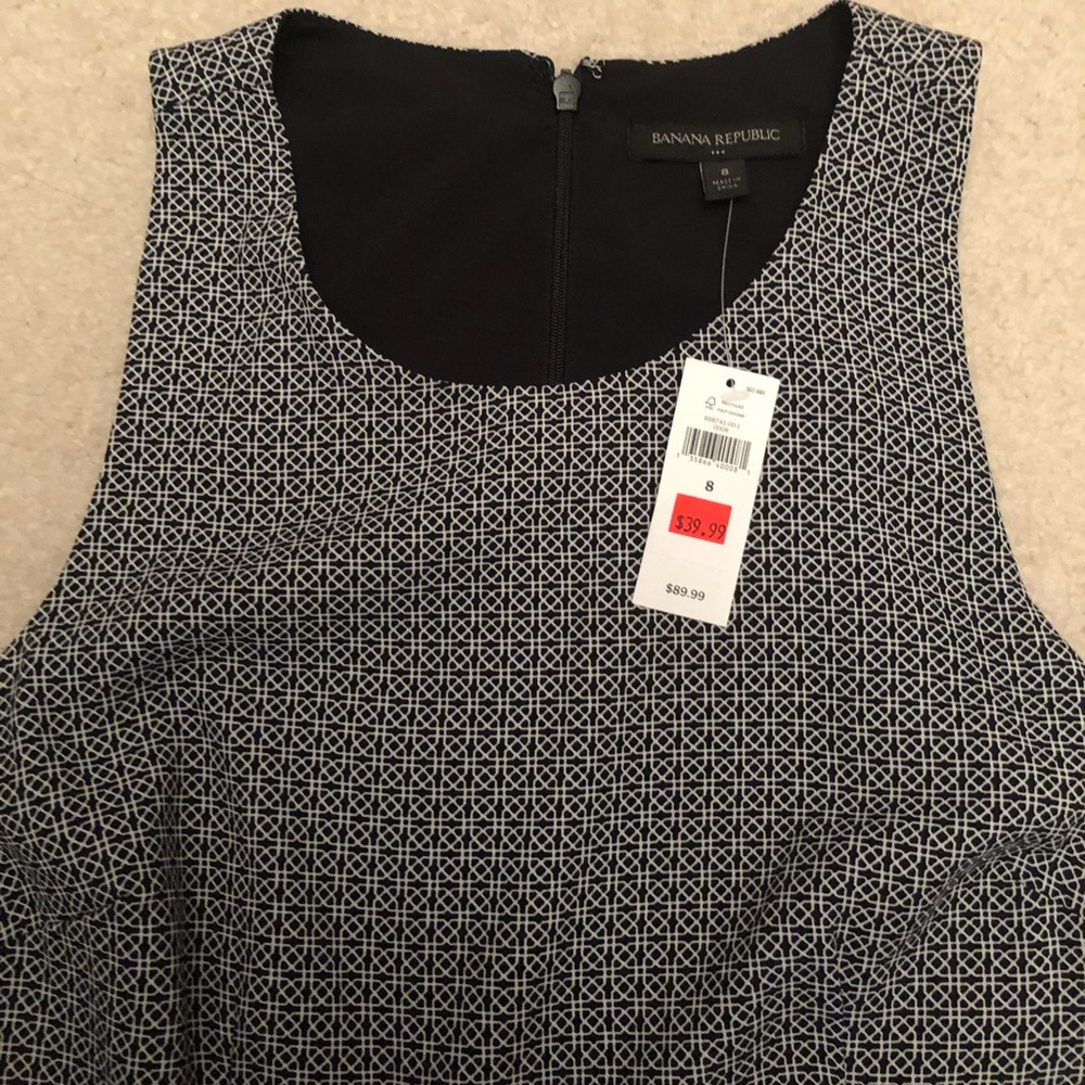 Banana Republic High Low Dress Pattern Black White size 8 - Picture 3 of 7